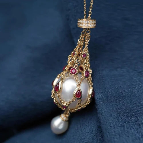Edelstein-Glamour Verstellbare Perlenkette