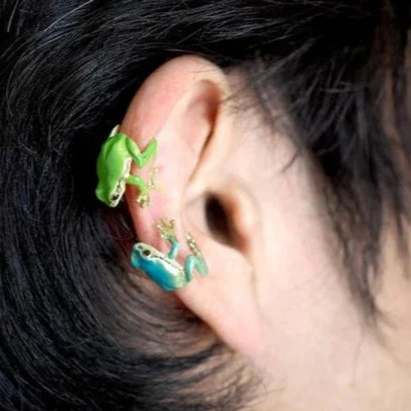 Frosch-Schmuck Set: Ring &amp; Ohrringe | Verstellbarer Ring (US 5–12) | Leicht &amp; naturinspiriert, handgefertigter Look