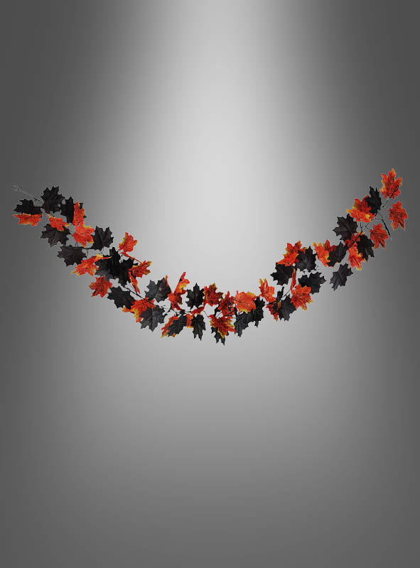 Herbstblätter Girlande 200 cm Orange Schwarz | Ahornblätter Deko für Halloween, Fenster, Türen, Tisch und Herbstdekoration