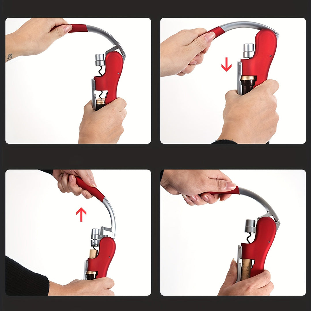 Korkenzieher mit Hebelmechanismus | Ergonomischer Griff für müheloses Entkorken | Robust &amp; vielseitig, 14 × 7,5 cm