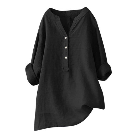 Damen Casualkleid mit V-Ausschnitt &amp; verstellbaren Ärmeln | Lockerer Schnitt | Leichtes Alltagskleid