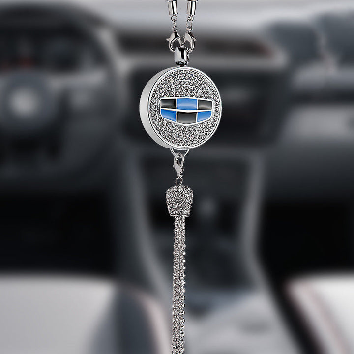 Ciondolo per specchietto retrovisore auto con cristallo | Lega di zinco e strass | Decorazione scintillante con ciondolo profumato, idea regalo