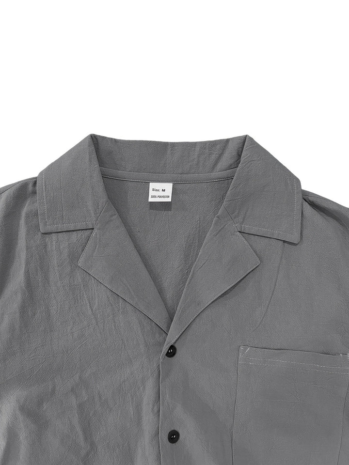 Herren Leinen-Set 2-teilig | Kurzarmhemd mit Kragen &amp; Hose mit Gummibund | Atmungsaktiv, sommerlich, S–XXXL