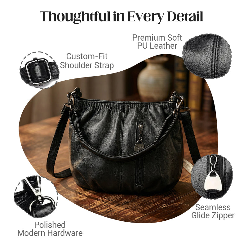 Damen Umhängetasche | Elegante Schultertasche aus PU mit Reißverschlussfächern