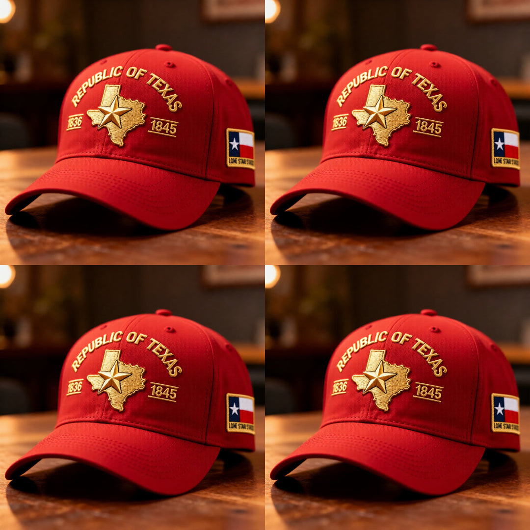 Bestickte Cap mit Texas-Silhouette &amp; goldenem 3D-Stickmotiv | Verstellbare Passform 56–61 cm | Dunkelmarineblau