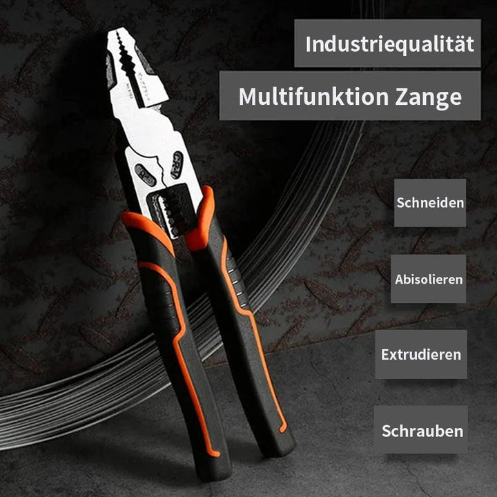 4-in-1 Elektrikerzange aus Chrom-Vanadium-Stahl | Abisolier-, Crimp- &amp; Schneidwerkzeug | Multifunktionszange 225 mm