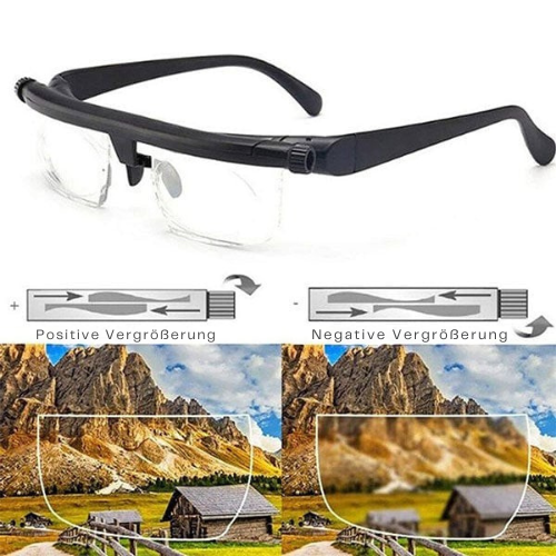 Verstellbare Lesebrille stufenlos –6 bis +3 Dioptrien | TR90 ultraleicht 27 g &amp; stoßfest | HD-Gläser entspiegelt | Unisex