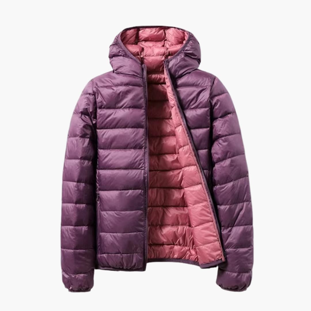 Damen Wende-Steppjacke mit Kapuze | Wendbare Übergangsjacke mit Reißverschluss und Seitentaschen für vielseitige Looks