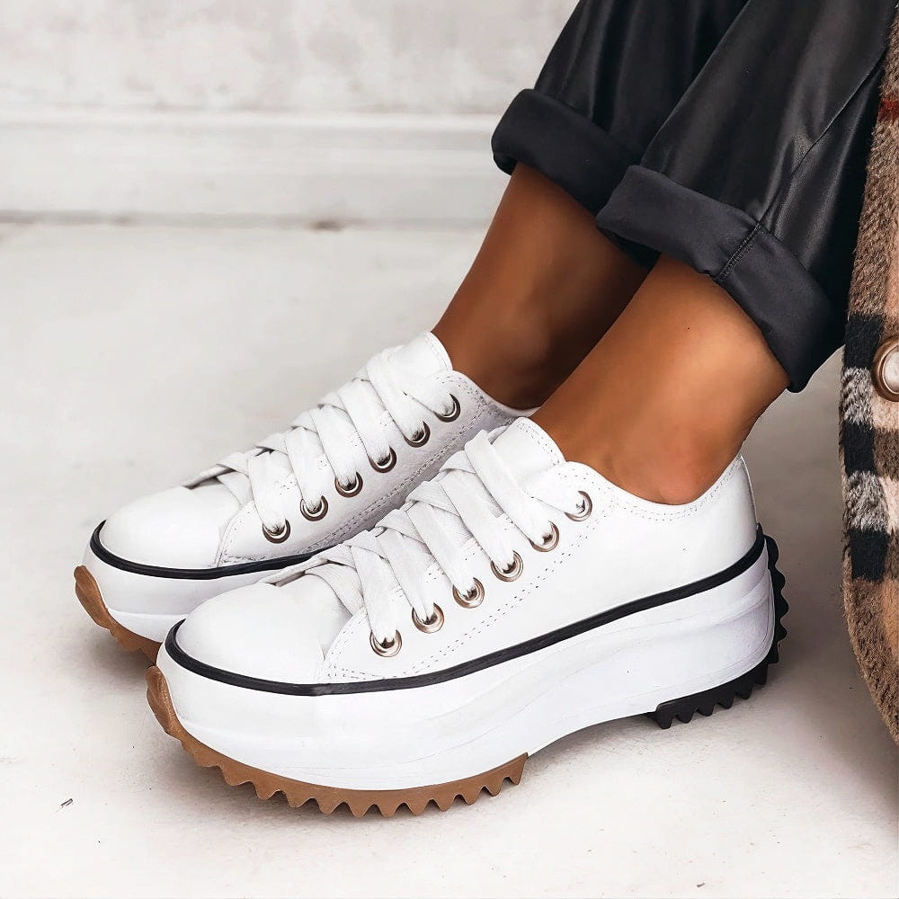 Baskets compensées épaisses pour femme | Semelle épaisse &amp; semelle intérieure rembourrée | Chaussures décontractées confortables pour streetwear, quotidien &amp; ville