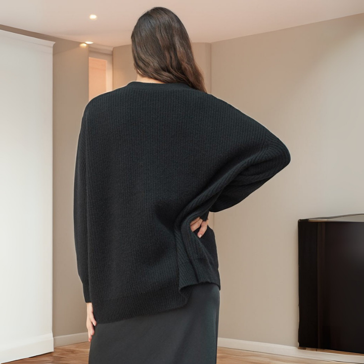 Damen Oversize Strickjacke gerippt | Lockerer langer Cardigan mit strukturierter Rippoptik für Alltag, Büro und Lagenlooks