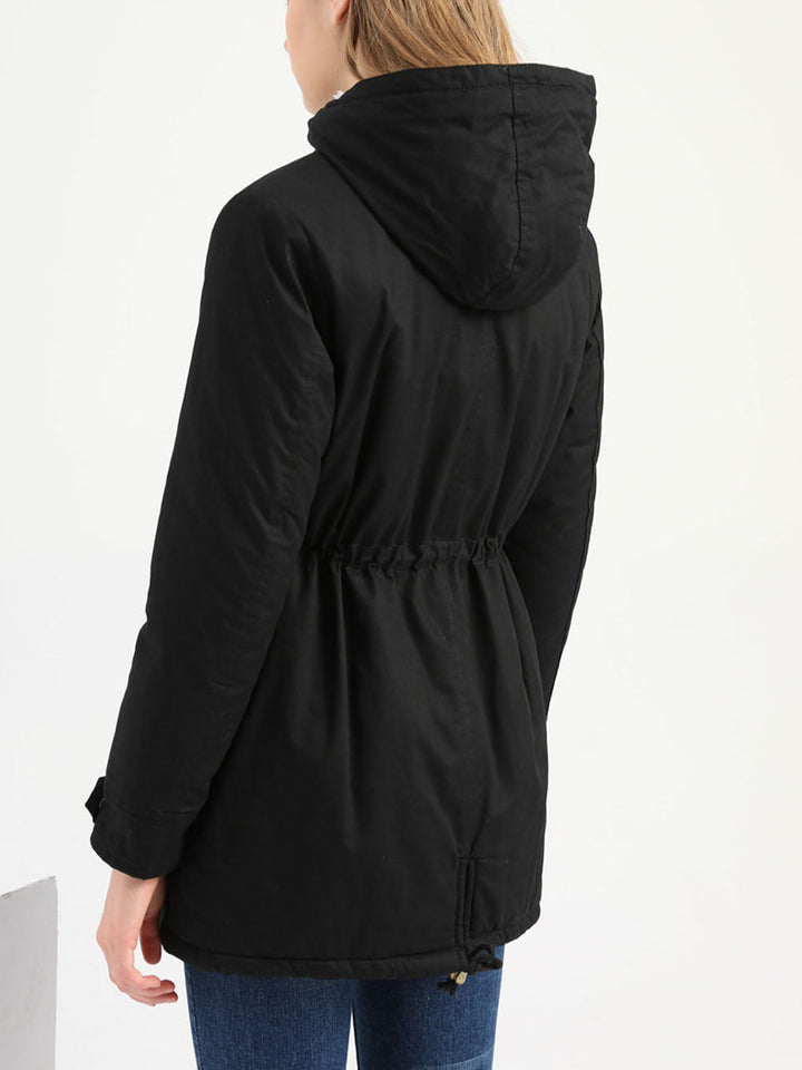 Damen Midiparka mit Kapuze | Langer Parka mit Frontreißverschluss und geradem Schnitt für Alltag, Büro und kalte Tage
