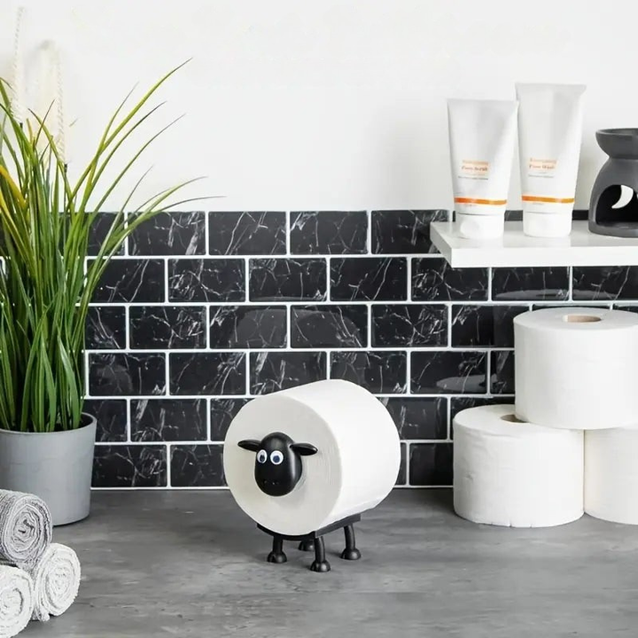 Dekorativer Toilettenpapierhalter im Schaf-Design | Freistehender Rollenhalter aus ABS | Badezimmer Deko ohne Montage