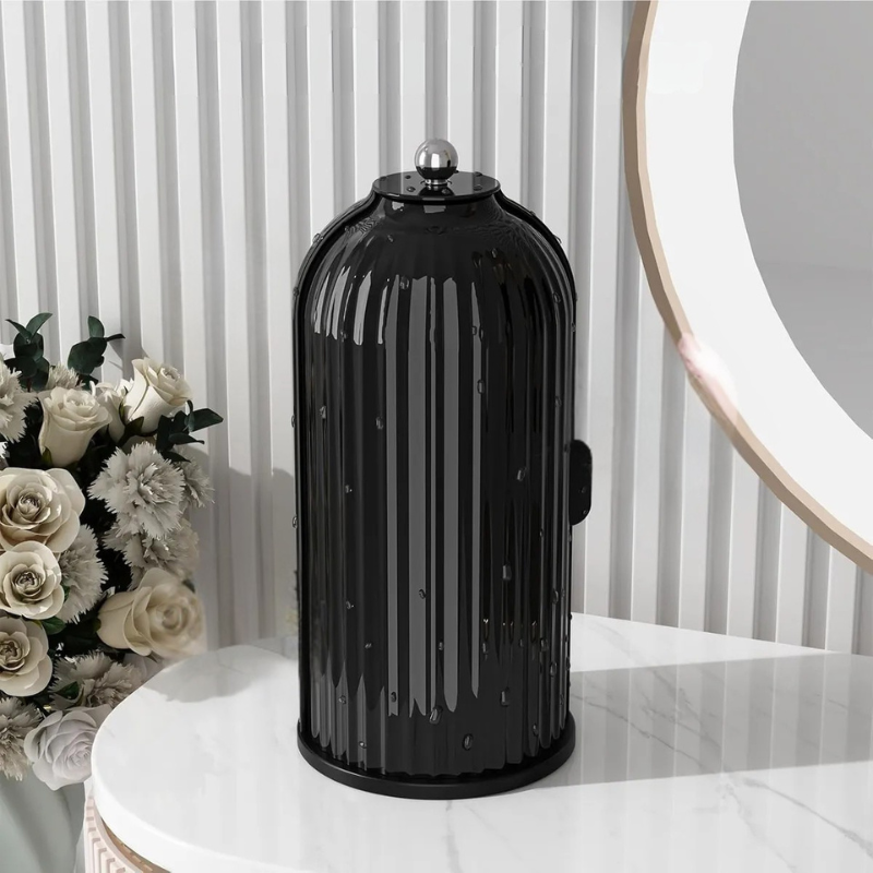 360° Drehbarer Bad Organizer mit Staubschutzdeckel | Kosmetik- &amp; Zahnbürstenhalter mit 3 Fächern | Badezimmer Aufbewahrung 27 × 13 × 27 cm