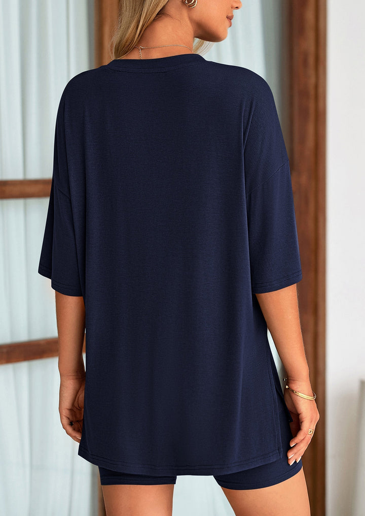 Damen Lounge-Set im Oversized-Look | Zweiteiliges Freizeit-Set mit elastischem Bund | Bequemer Off-Duty-Style