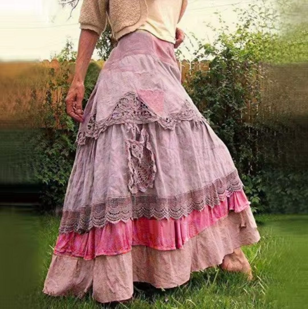 Langer Boho-Lagenrock | Luftiger Maxirock mit fließender Silhouette | Elegant &amp; sommerlich