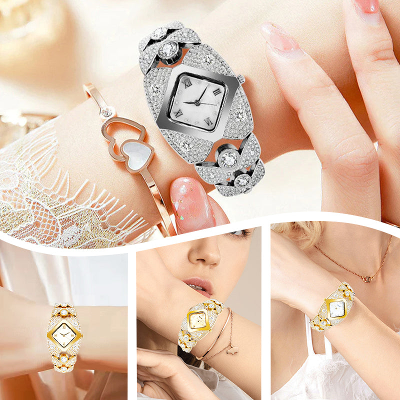 Orologio vintage da donna con quadrante in pietra naturale | Quarzo preciso ±15 sec/mese | Resistente agli schizzi | Argento/oro