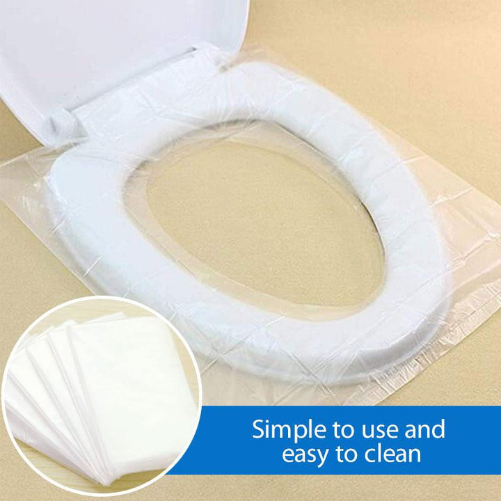 Toilet seat covers for travel (50 pieces) | Universal fit 40×48 cm | Foldable, non-slip &amp; hygienic barrier