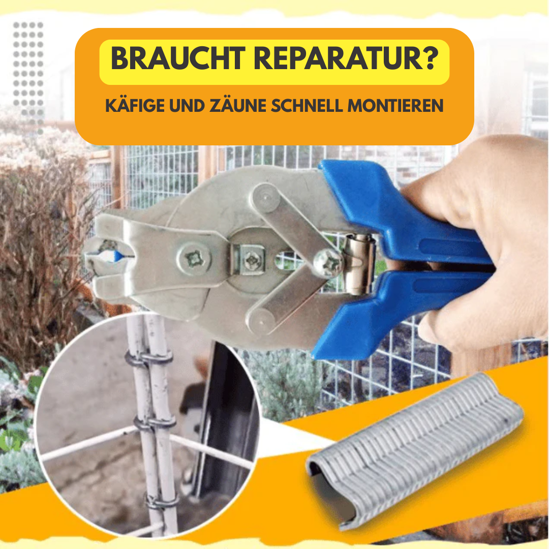 Nagelringzange mit 600 Clips | Käfigzange aus 65Mn-Stahl | Ergonomisches Werkzeug für Draht- &amp; Zaunmontage