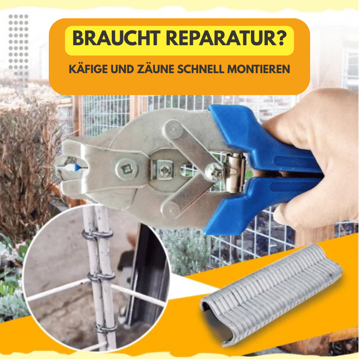 Nagelringzange mit 600 Clips | Käfigzange aus 65Mn-Stahl | Ergonomisches Werkzeug für Draht- &amp; Zaunmontage