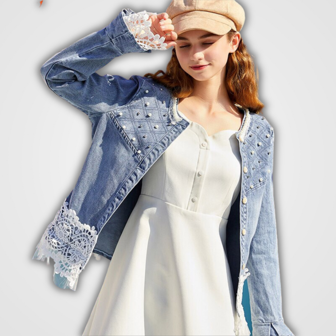 Greta | Veste en jean à dentelle