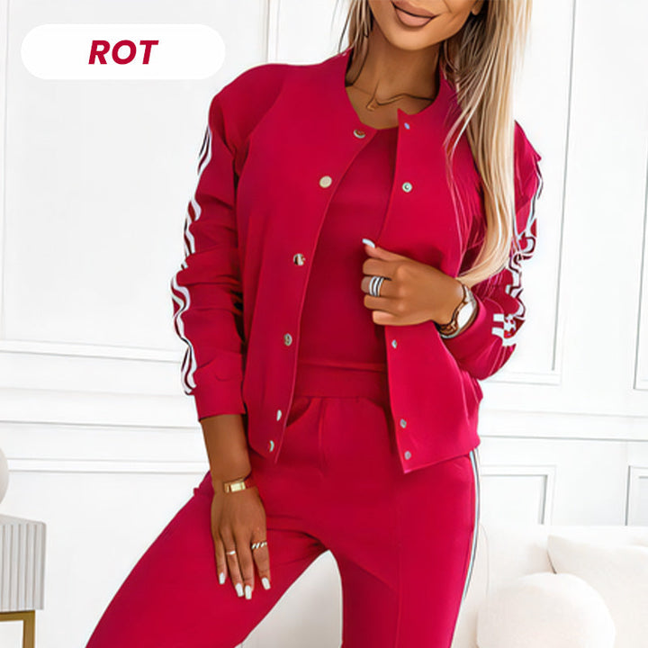 Completo da allenamento donna | 3 pezzi | Giacca da baseball e pantaloni | Grigio
