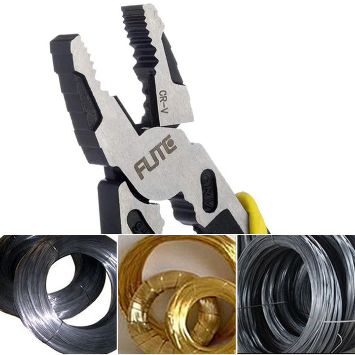 4-in-1 Elektrikerzange aus Chrom-Vanadium-Stahl | Abisolier-, Crimp- &amp; Schneidwerkzeug | Multifunktionszange 225 mm