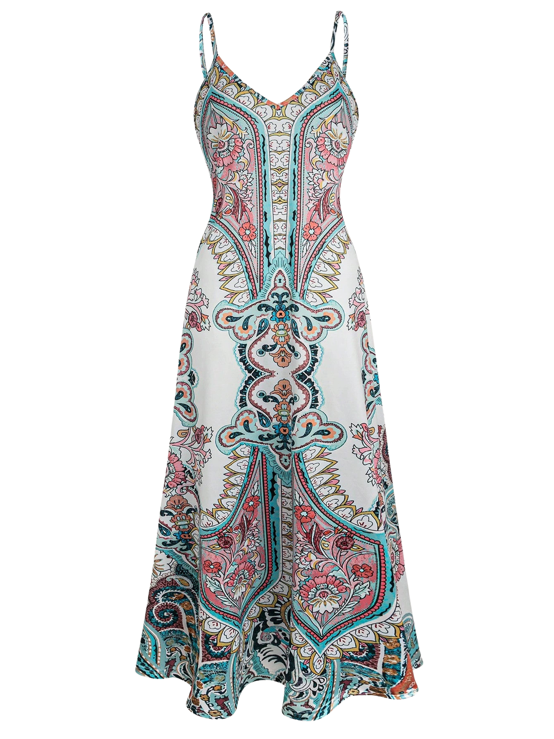 Boho Blumenkleid ärmellos für Damen | Locker fallend &amp; luftig | Lebendige Lila-/Blau-/Rosa-Töne | Sommer, Urlaub &amp; Strand