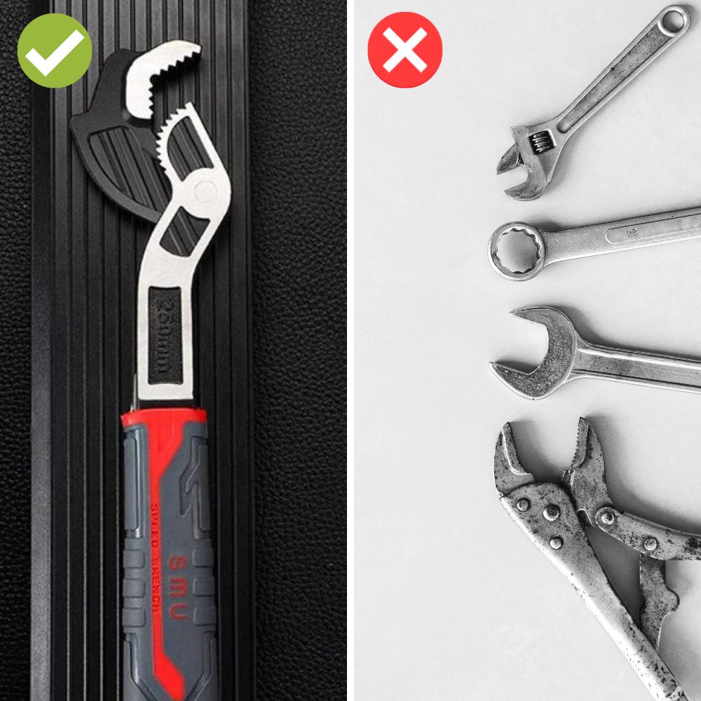 Universal-kiintoavain MultiGrip Pro | Itseään säätävä ruuveille &amp; muttereille | Liukumaton kahva, kromi-vanadiiniteräs, 1+1 ilmainen