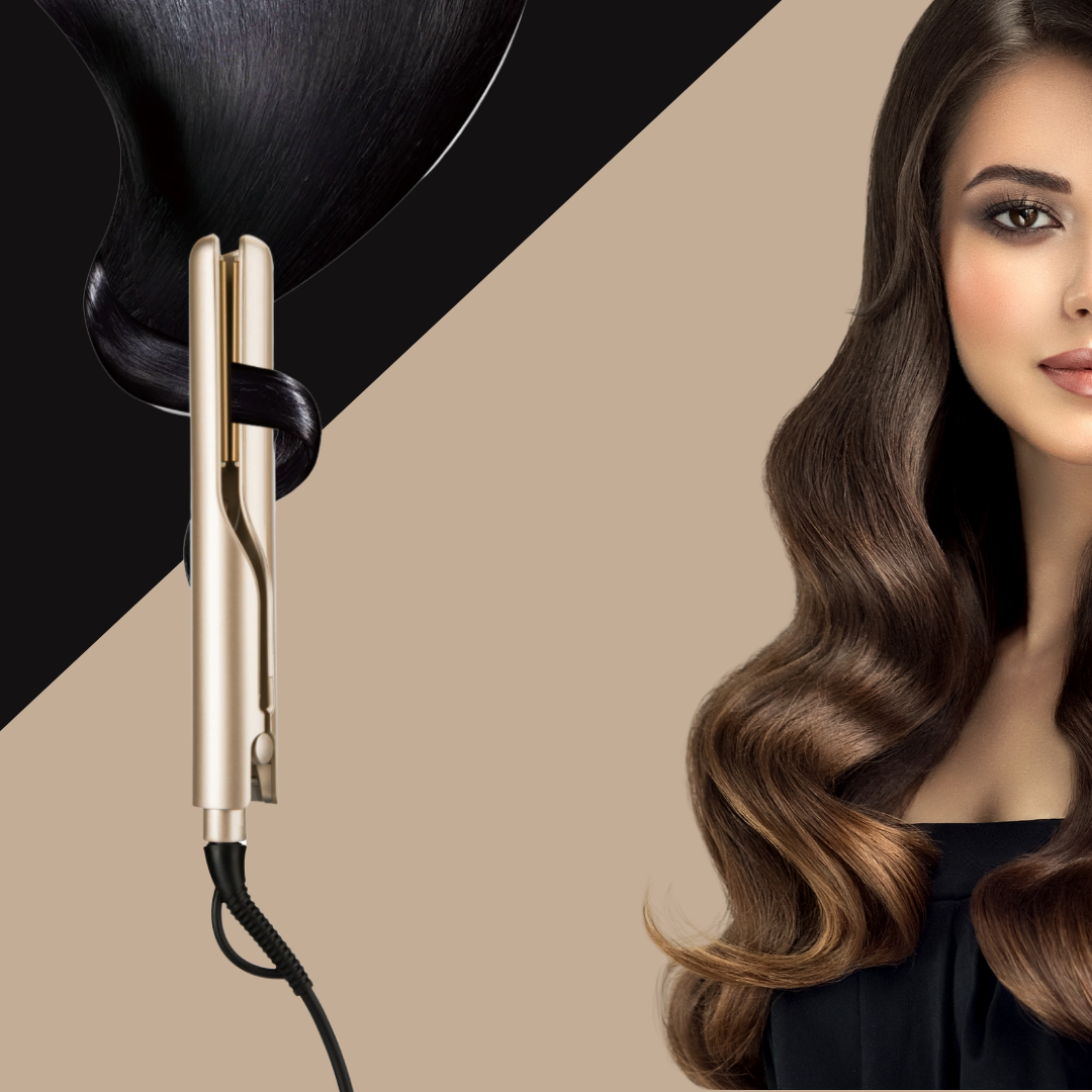 2-in-1 Hair Styler Straightener &amp; Curling Iron | Ceramic Plates with Ion Technology Against Frizz | Automatic Temperature Control, Compact