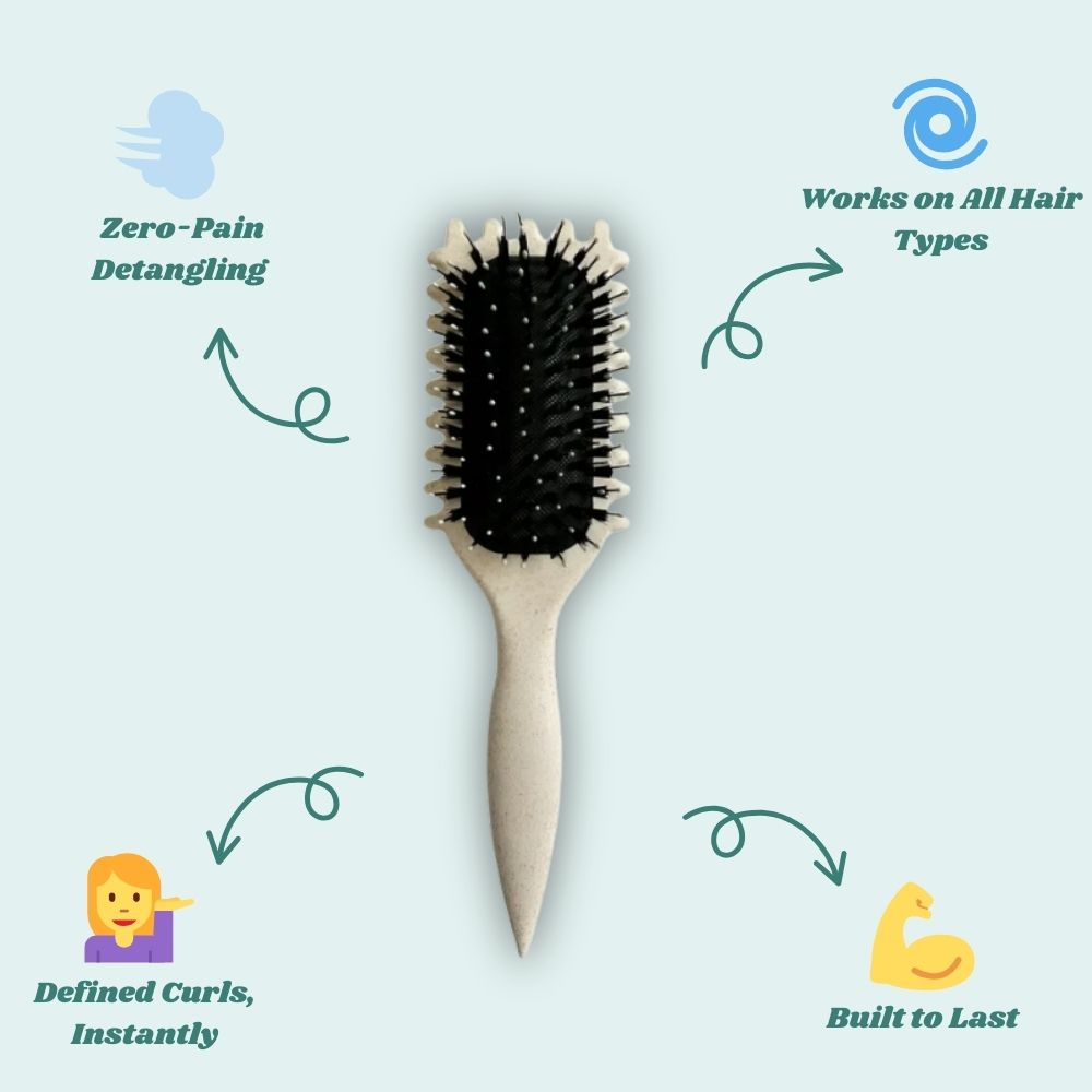 Lockenbürste zum Entwirren &amp; Definieren (2er-Set) | Für nasses &amp; trockenes Haar, reduziert Frizz | Vegane Borsten | Grün/Beige