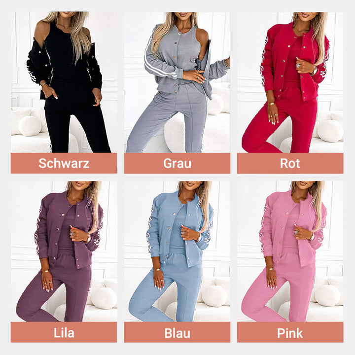 Completo da allenamento donna | 3 pezzi | Giacca da baseball e pantaloni | Grigio