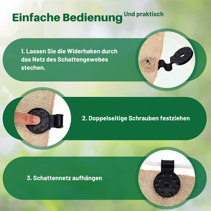Clips für Schattiernetz &amp; Markisentuch 50 Stück | Lock-Grip gegen Verrutschen bei Wind | Für Garten &amp; Terrasse | Kunststoff schwarz 6×4 cm