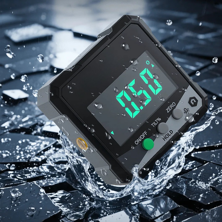 Digital angle meter with laser and magnetic base | ±0.2° accuracy | Rotatable LCD | USB-C rechargeable | IP54