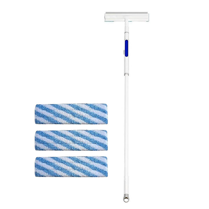 Fensterreiniger mit Teleskopstange &amp; Doppelabzieher | Streifenfreie Glasreinigung mit Sprühfunktion | Für Fenster &amp; Spiegel