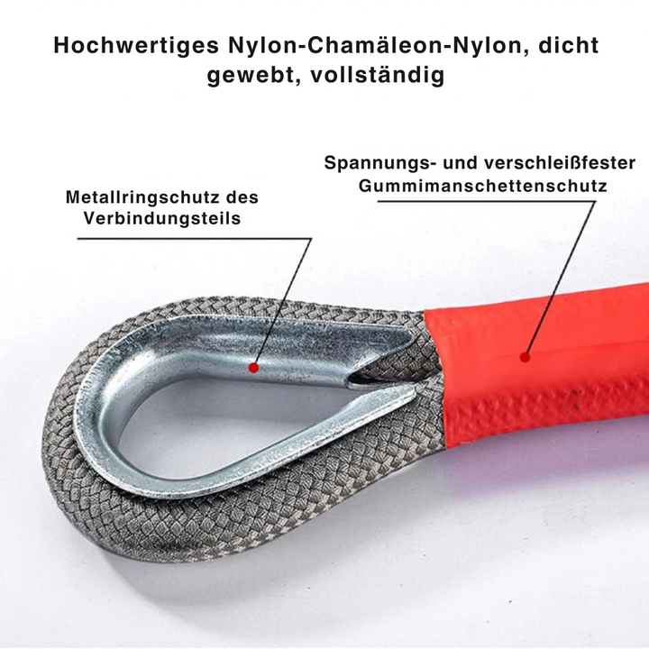 Câble de remorquage avec crochet en acier | Corde en nylon extensible 3000 kg de traction | Pour voiture, SUV et tout-terrain