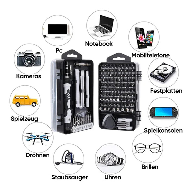 Präzisions-Schraubendreher Set | 115-in-1 mit 98 magnetischen Bits für Handy, Laptop und Feinmechanik