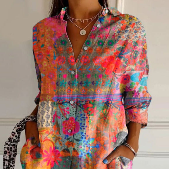 Camicetta da donna con stampa floreale | Taglio fluido e vestibilità lusinghiera | Maniche lunghe, versatile (S–2XL)