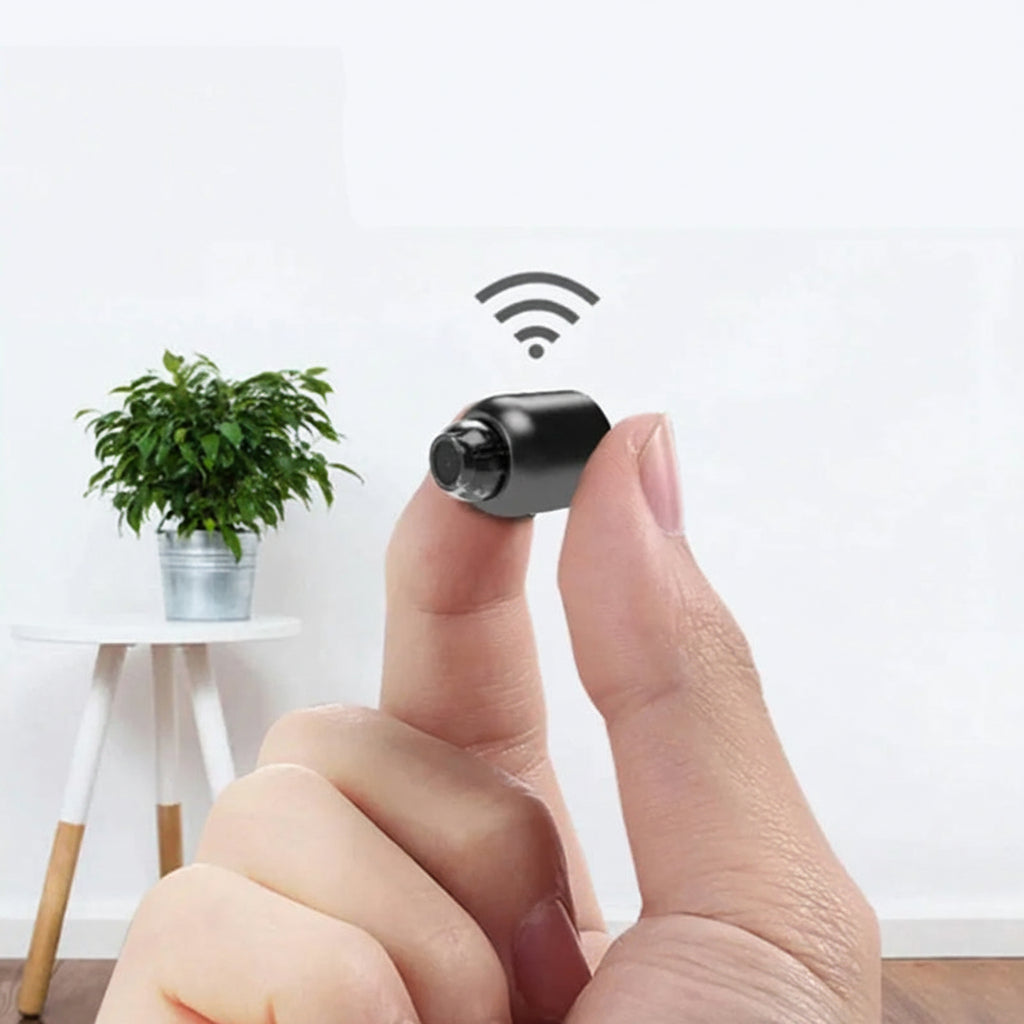 Mini caméra intérieure Wi-Fi 1080p avec vision nocturne | Détection de mouvement &amp; alertes push | Visualisation en direct via app avec audio | microSD 64 Go incluse