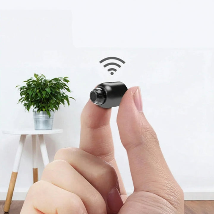Mini caméra intérieure Wi-Fi 1080p avec vision nocturne | Détection de mouvement &amp; alertes push | Visualisation en direct via app avec audio | microSD 64 Go incluse