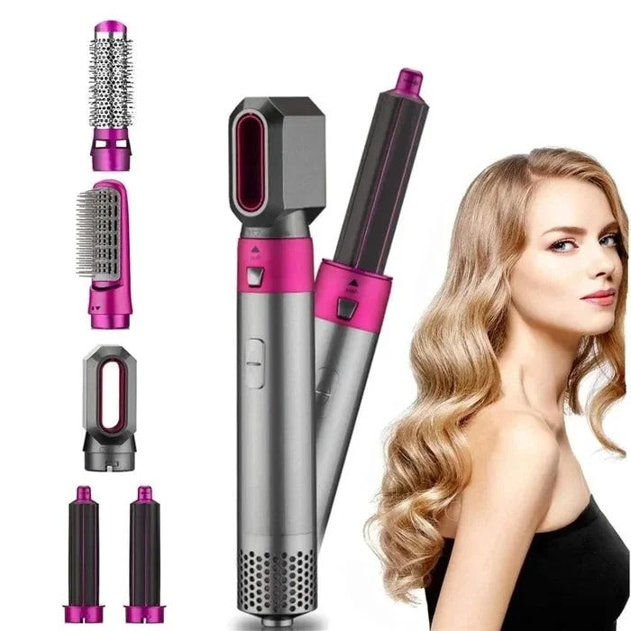 5-in-1 Haartrocknerbürste 1000W mit 5 Aufsätzen | Trocknen, Glätten, Locken &amp; Volumen | 3 Temperaturstufen | Keramik-Beschichtung