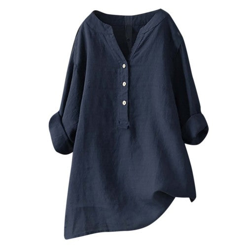 Damen Casualkleid mit V-Ausschnitt &amp; verstellbaren Ärmeln | Lockerer Schnitt | Leichtes Alltagskleid