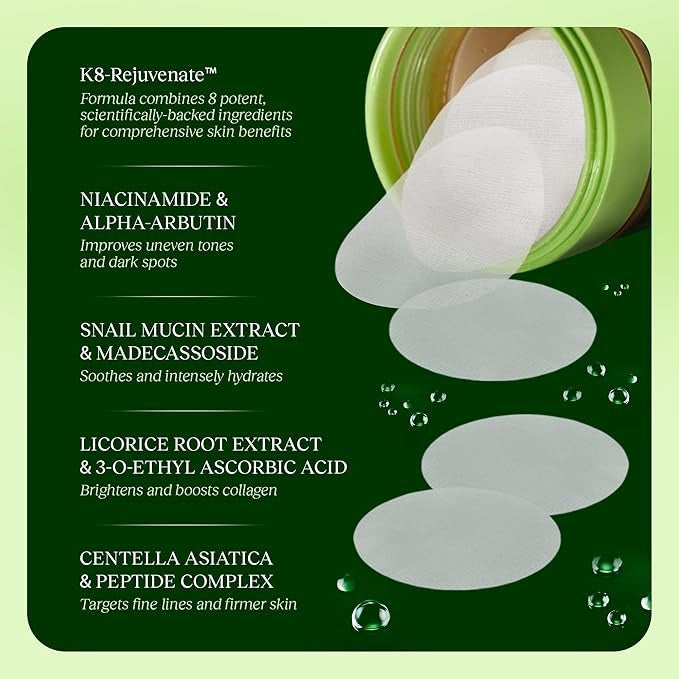 Pads Anti-Âge | réduction des rides &amp; raffermissement de la peau | avec niacinamide &amp; peptides | 60 pièces