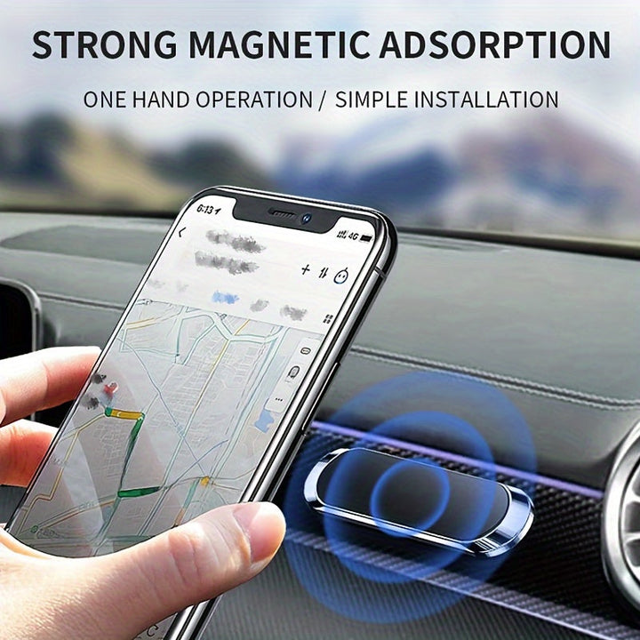 Magnetische Handyhalterung fürs Auto aus Aluminium | Smartphone-Halter in Schwarz mit starkem Magnet und werkzeugloser Montage