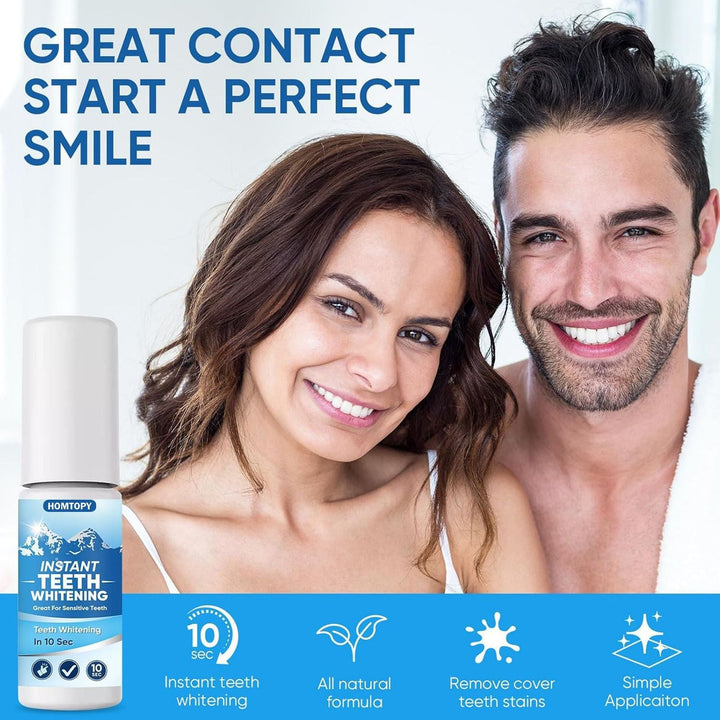 Blanchiment instantané des dents 10 sec | Sérum blanchissant pour dents sensibles | Rafraîchit le sourire, camoufle les taches | Facile à appliquer