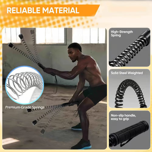 Set di corde da battaglia fitness 2x | Allenatore a spirale per braccia e core | Alternativa compatta alle corde | Per allenamento a casa