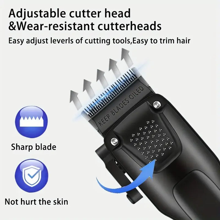 Professionelles Trimmer-Set kabellos mit LED-Display | Präzise Edelstahlklingen | 120 Min Laufzeit | USB-Ladung, Aufsteckkämme