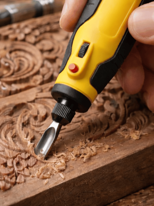 Mini Schnitzmesser elektrisch mit Akku | Gravurtool bis 12.000 U/min | Type-C | Schleif-, Polier- &amp; Bürstenaufsätze