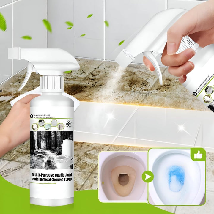 Oxalsäure Reinigungs-Spray gegen Rost &amp; Kalk | Kraftreiniger für WC, Waschbecken, Fliesen &amp; Fugen | Entfernt Ablagerungen &amp; Urinstein