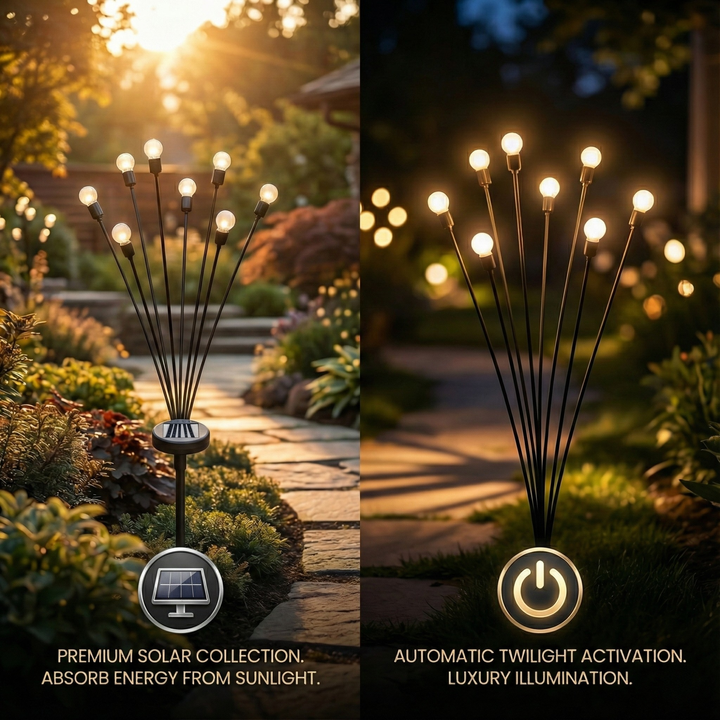 Solar Gartenleuchten mit warmweißem Sternenburst-Effekt | Solar Steckleuchten für Beete &amp; Pflanzen | Bis zu 12 Stunden Leuchtdauer