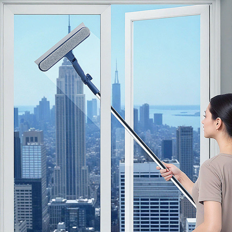Window cleaner with 120 cm telescopic pole | Double-sided sponge + squeegee | Streak-free without ladder, for sliding &amp; tilt windows